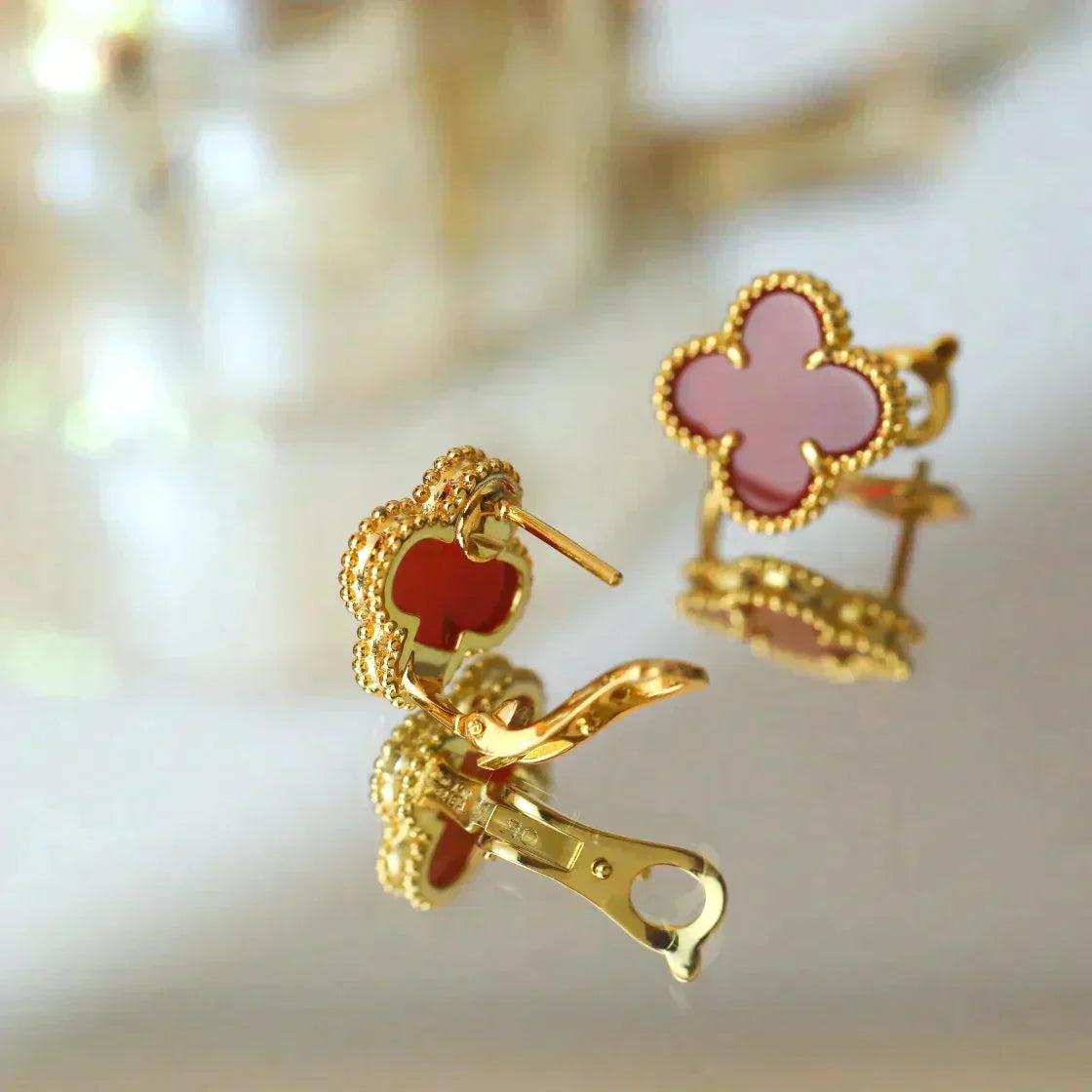 [Love Lucky]CLOVER MEDIUM 1 MOTIFS CARNELIAN  EARRINGS