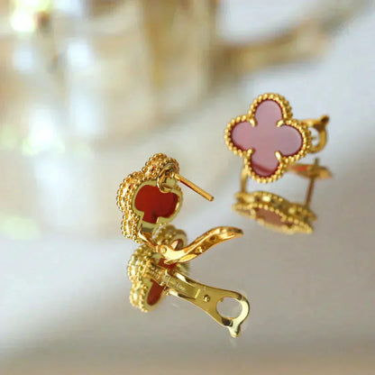 [Love Lucky]CLOVER MEDIUM 1 MOTIFS CARNELIAN  EARRINGS