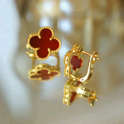 [Love Lucky]CLOVER MEDIUM 1 MOTIFS CARNELIAN  EARRINGS