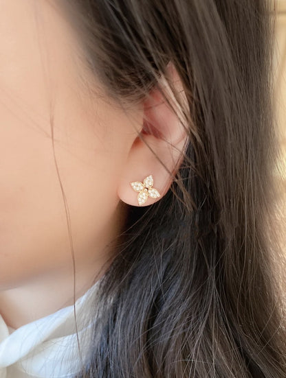 [Love Lucky]STAR BLOSSOM STUD EARRINGS PINK GOLD DIAMONDS