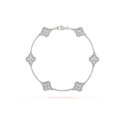 [Love Lucky]CLOVER 6 MOTIF SILVER DIAMOND BRACELET