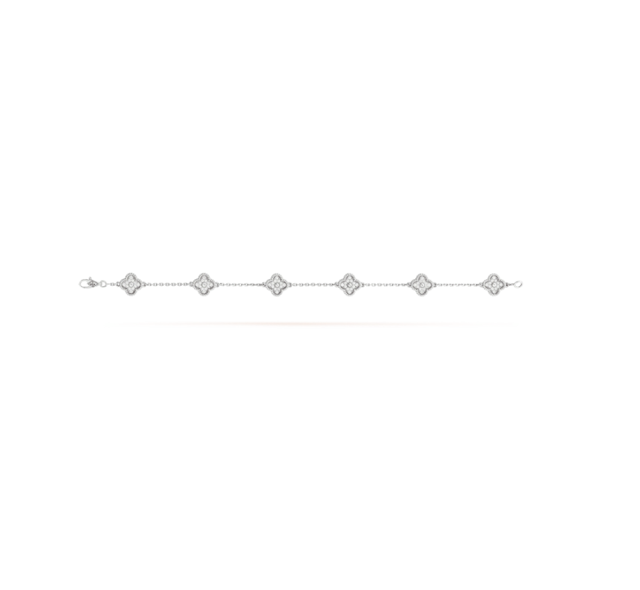 [Love Lucky]CLOVER 6 MOTIF SILVER DIAMOND BRACELET