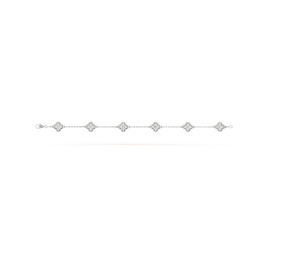 [Love Lucky]CLOVER 6 MOTIF SILVER DIAMOND BRACELET