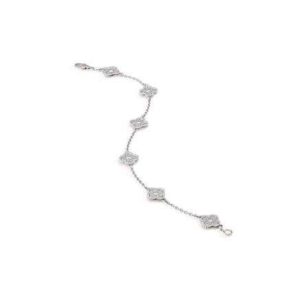 [Love Lucky]CLOVER 6 MOTIF SILVER DIAMOND BRACELET