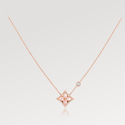 [Love Lucky]STAR PINK MOP 1 DIAMOND PINK GOLD NECKLACE