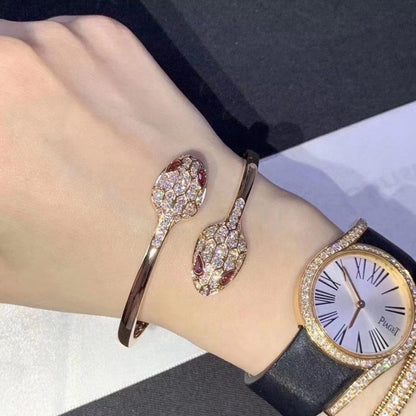 [Love Lucky]SERPENTI BRACELET PINK GOLD DIAMOND DOUBLE SNAKE