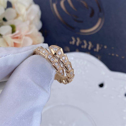 [Love Lucky]SERPENTI RING PINK GOLD DIAMOND PAVED 4MM