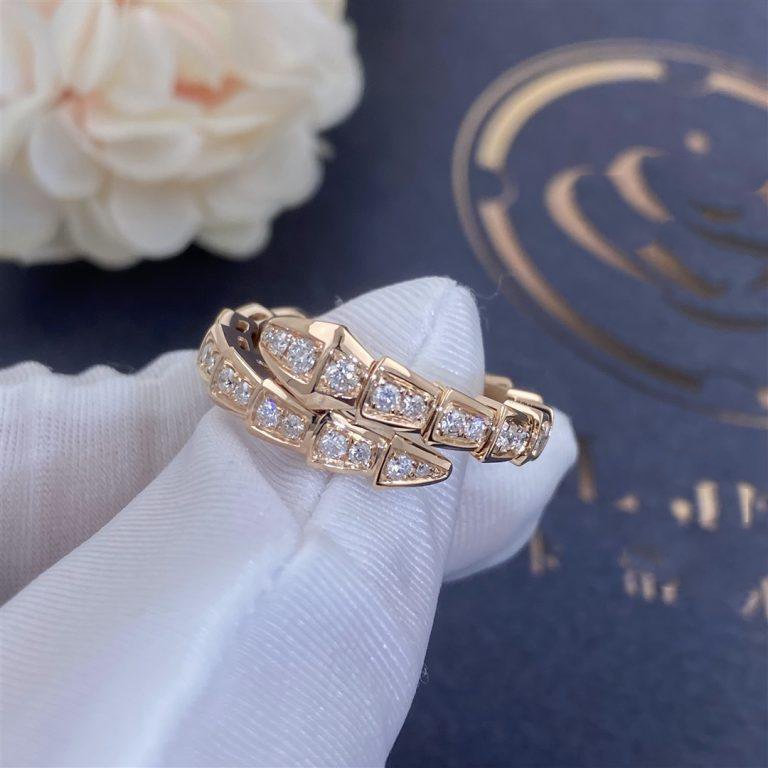 [Love Lucky]SERPENTI RING PINK GOLD DIAMOND PAVED 4MM