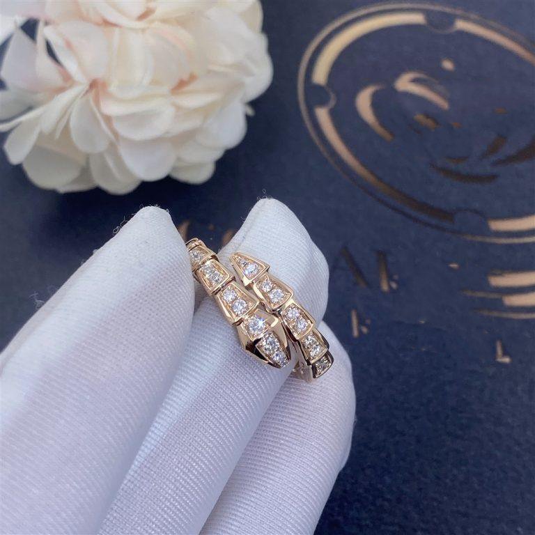 [Love Lucky]SERPENTI RING PINK GOLD DIAMOND PAVED 4MM