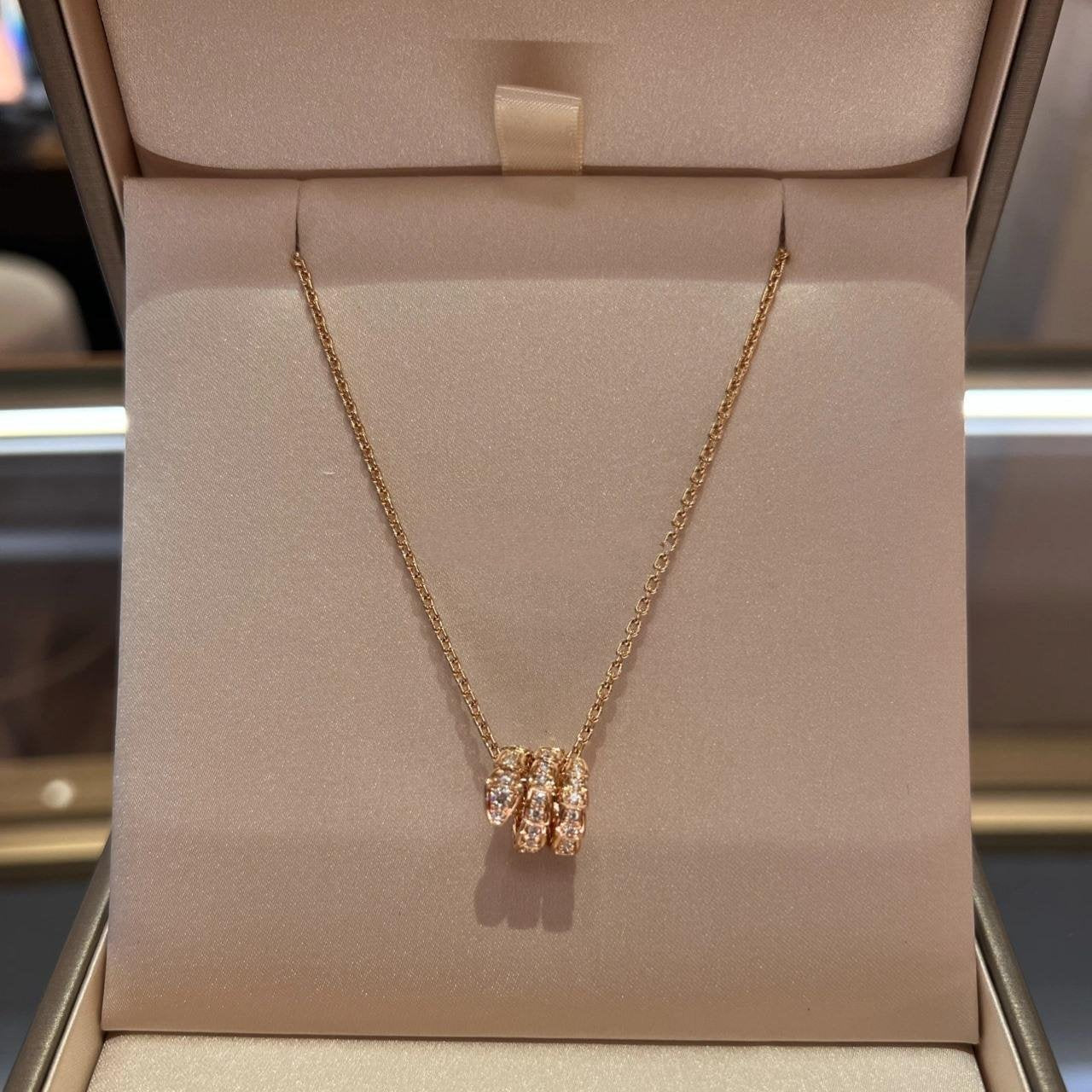 [Love Lucky]SERPENTI PINK GOLD NECKLACE DOUBLE RING DIAMOND