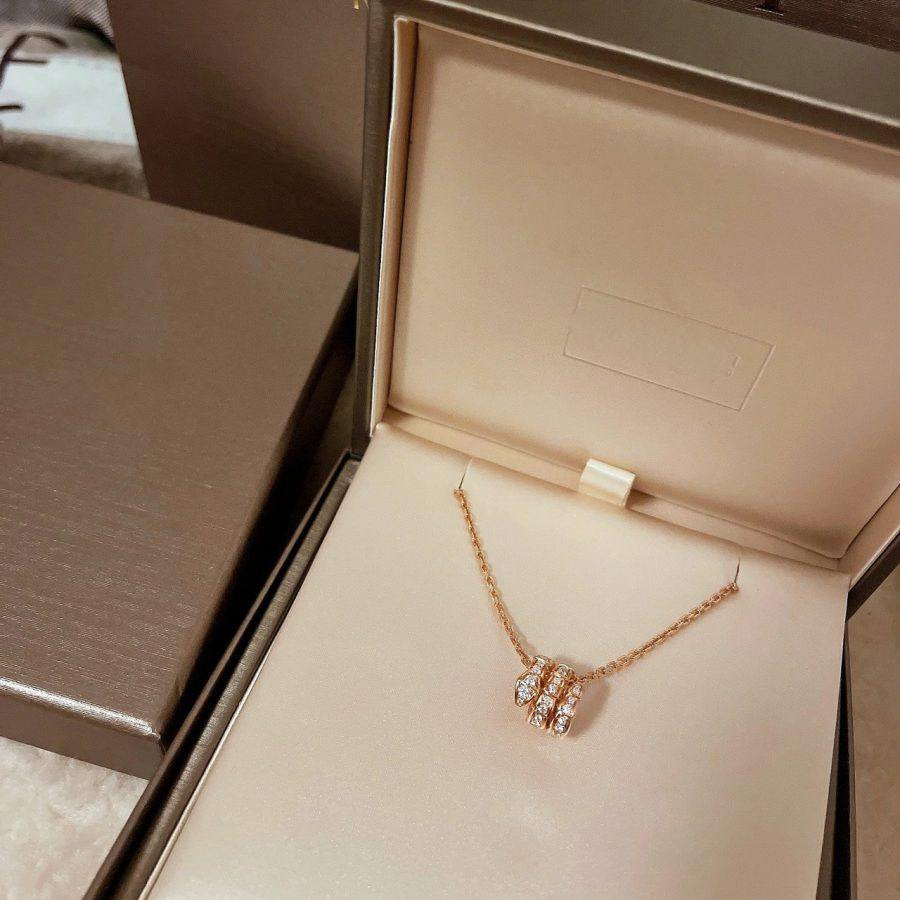 [Love Lucky]SERPENTI PINK GOLD NECKLACE DOUBLE RING DIAMOND