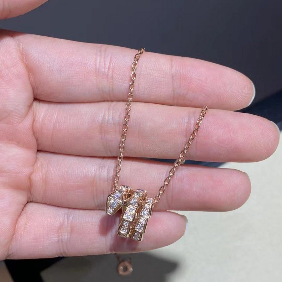 [Love Lucky]SERPENTI PINK GOLD NECKLACE DOUBLE RING DIAMOND