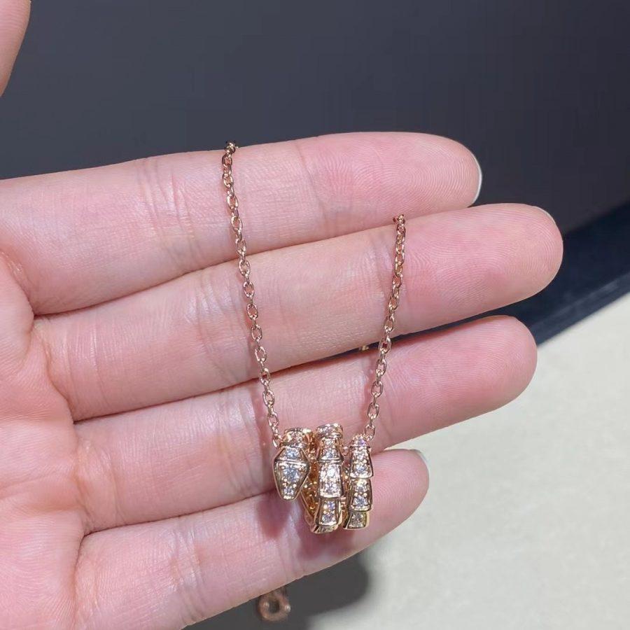 [Love Lucky]SERPENTI PINK GOLD NECKLACE DOUBLE RING DIAMOND