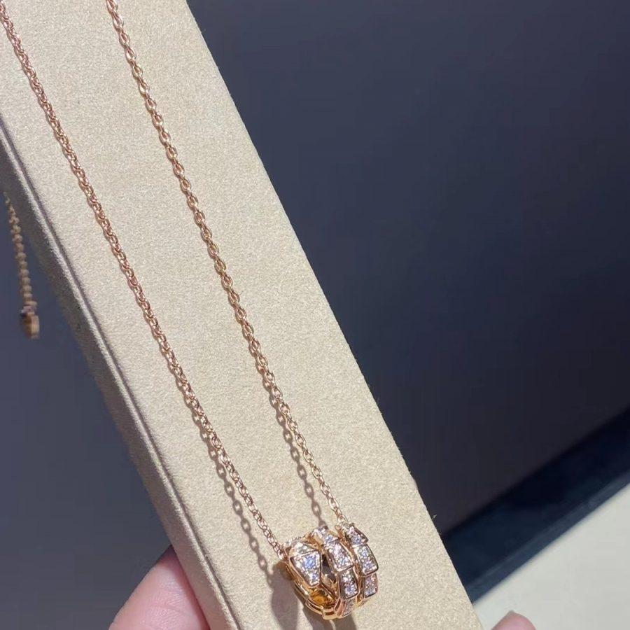 [Love Lucky]SERPENTI PINK GOLD NECKLACE DOUBLE RING DIAMOND
