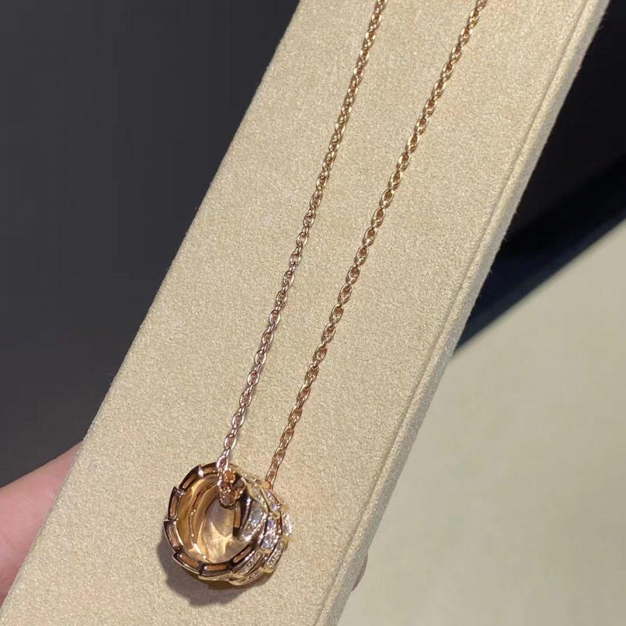 [Love Lucky]SERPENTI PINK GOLD NECKLACE DOUBLE RING DIAMOND