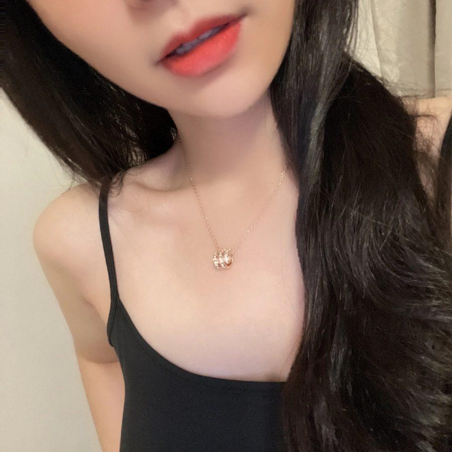 [Love Lucky]SERPENTI PINK GOLD NECKLACE DOUBLE RING DIAMOND