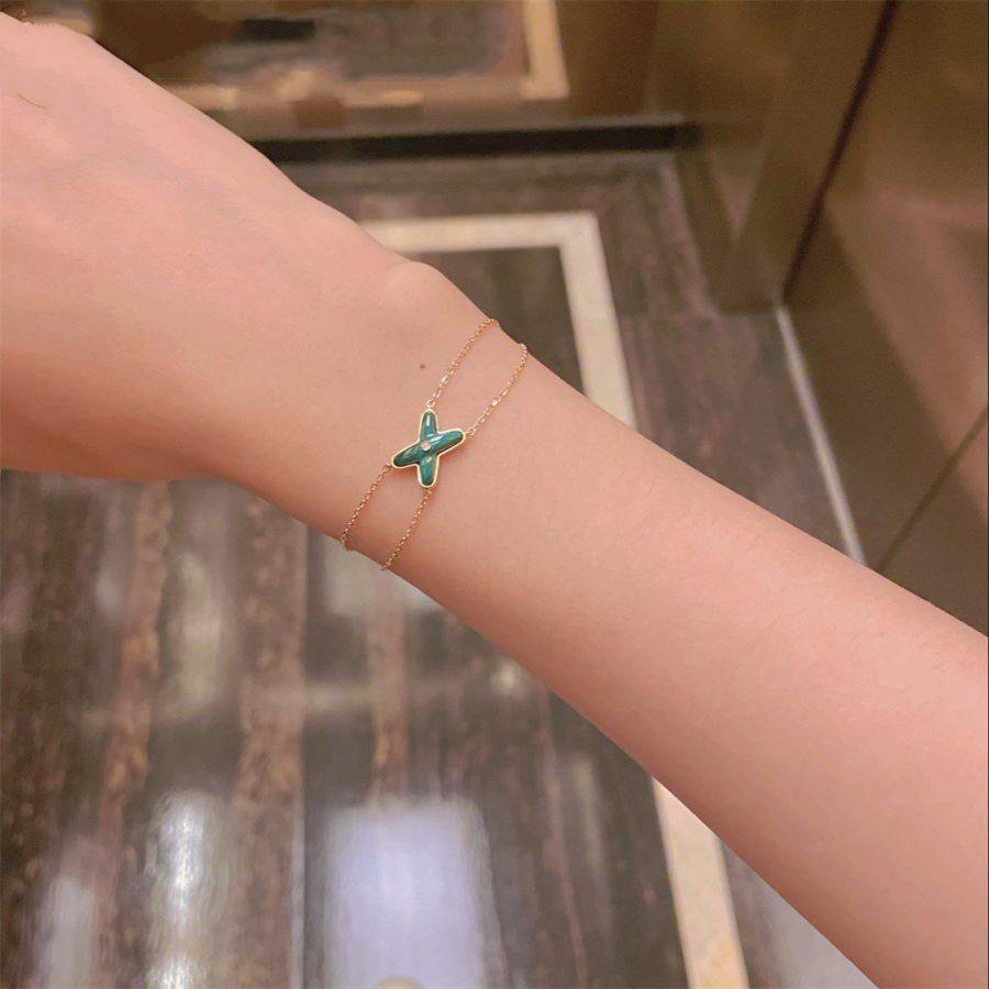 [Love Lucky]JEUX BRACELET MALACHITE PINK GOLD 1 DIAMOND