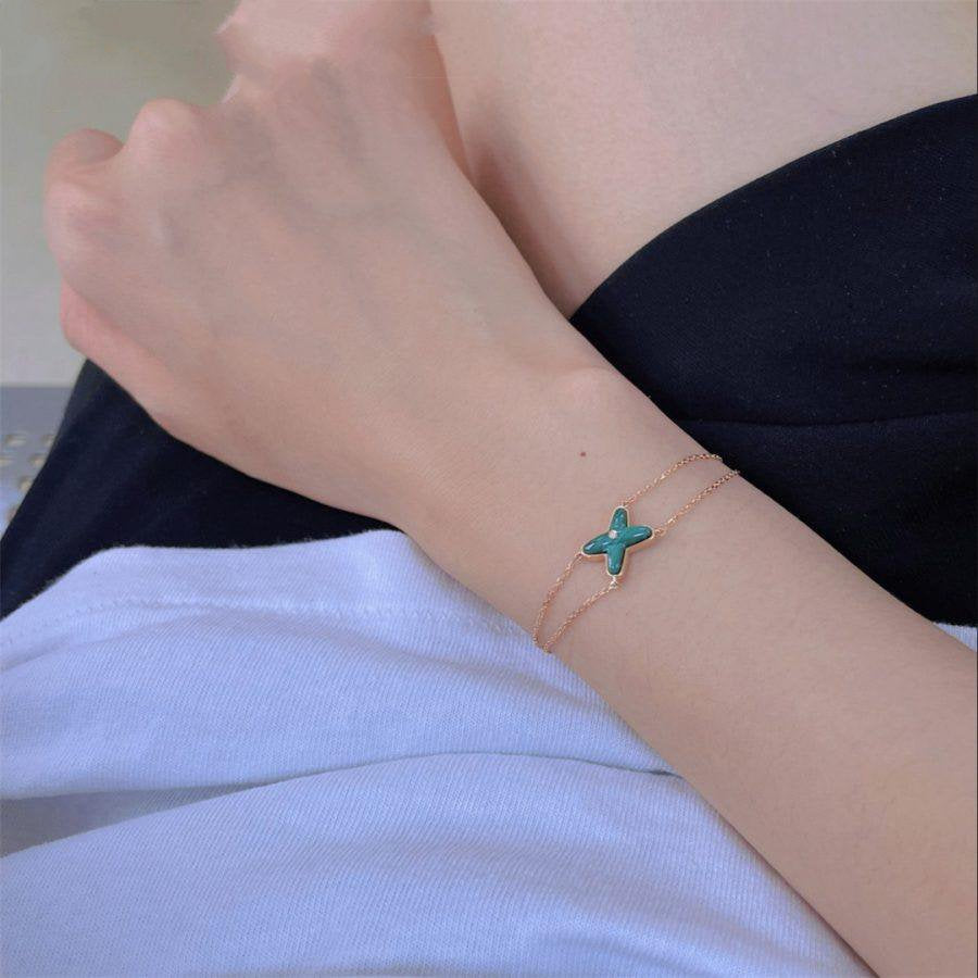 [Love Lucky]JEUX BRACELET MALACHITE PINK GOLD 1 DIAMOND