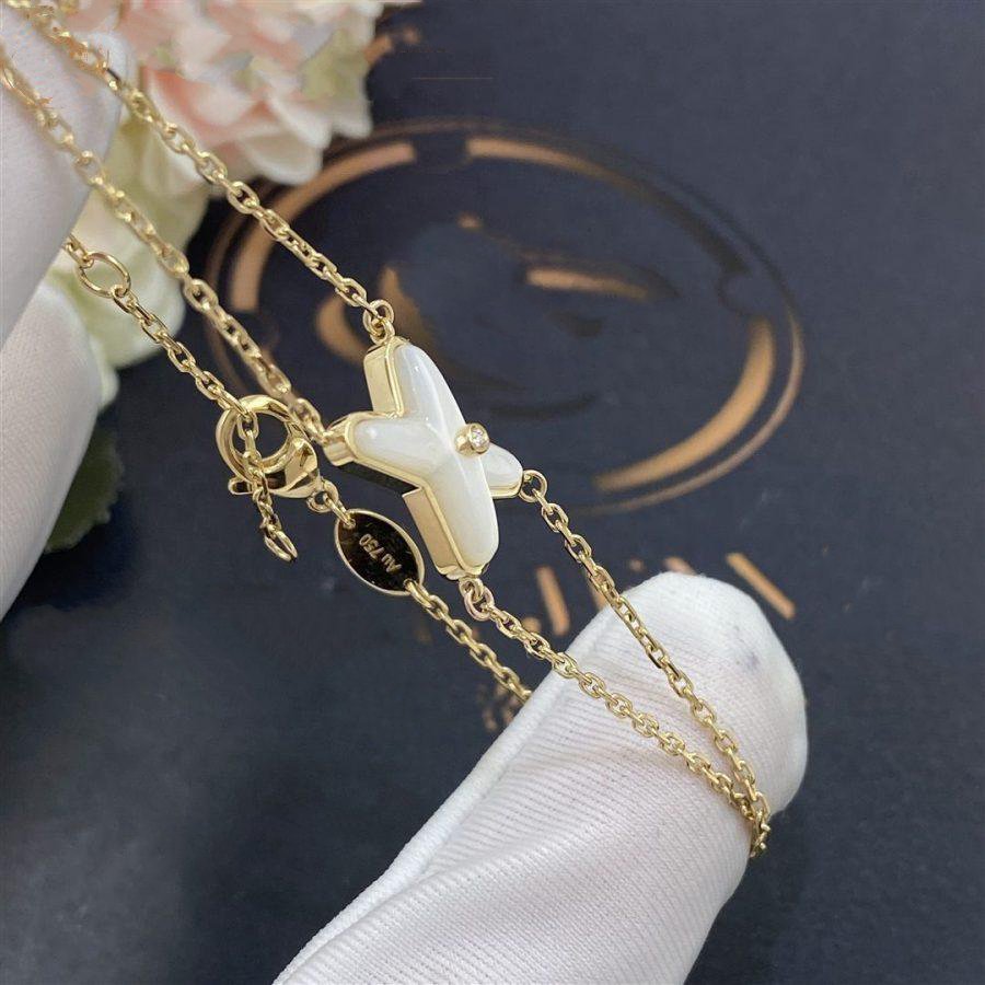 [Love Lucky]JEUX BRACELET WHITE MOP GOLD 1 DIAMOND