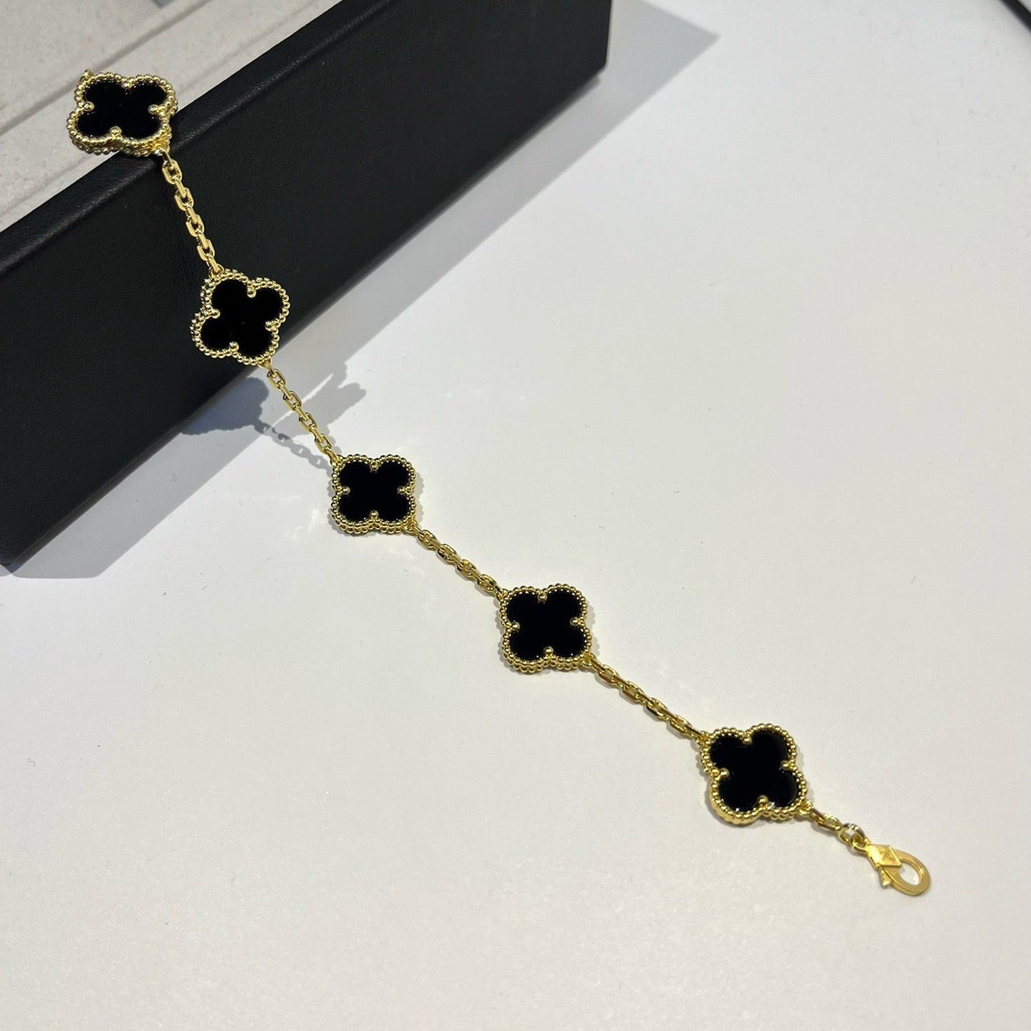 [Love Lucky]CLOVER  5 MOTIFS BLACK ONYX BRACELET