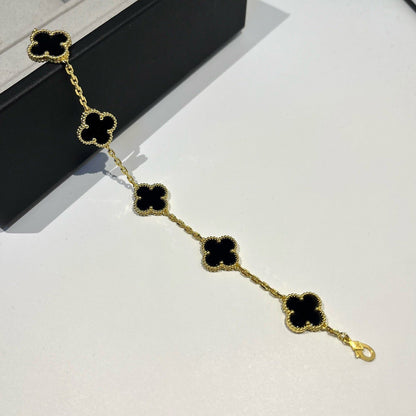 [Love Lucky]CLOVER  5 MOTIFS BLACK ONYX BRACELET