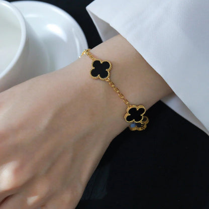 [Love Lucky]CLOVER  5 MOTIFS BLACK ONYX BRACELET