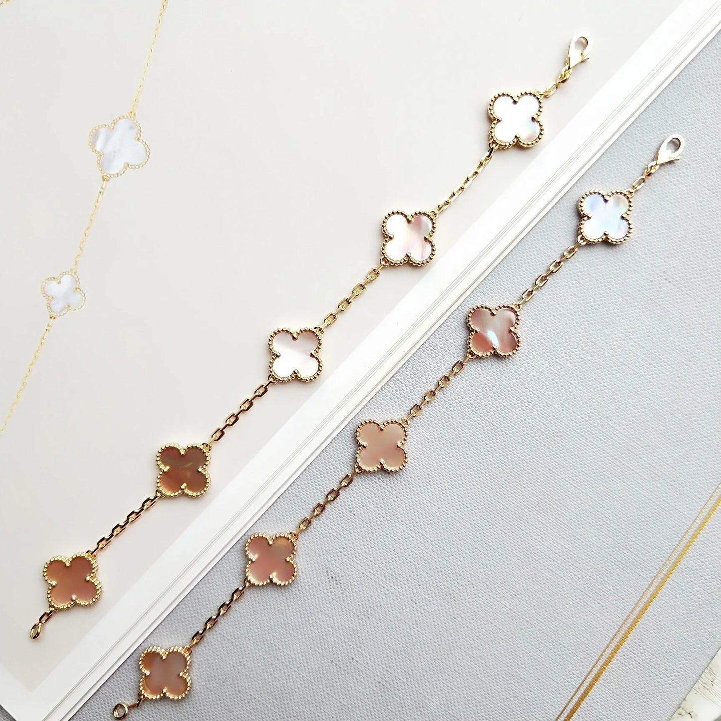 [Love Lucky]CLOVER 5 PINK MOP BRACELET