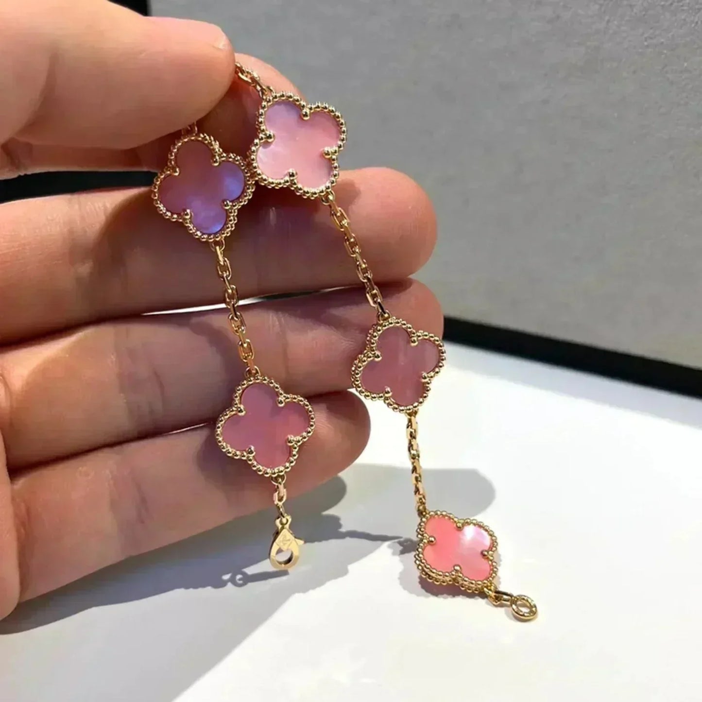 [Love Lucky]CLOVER 5 PINK MOP BRACELET