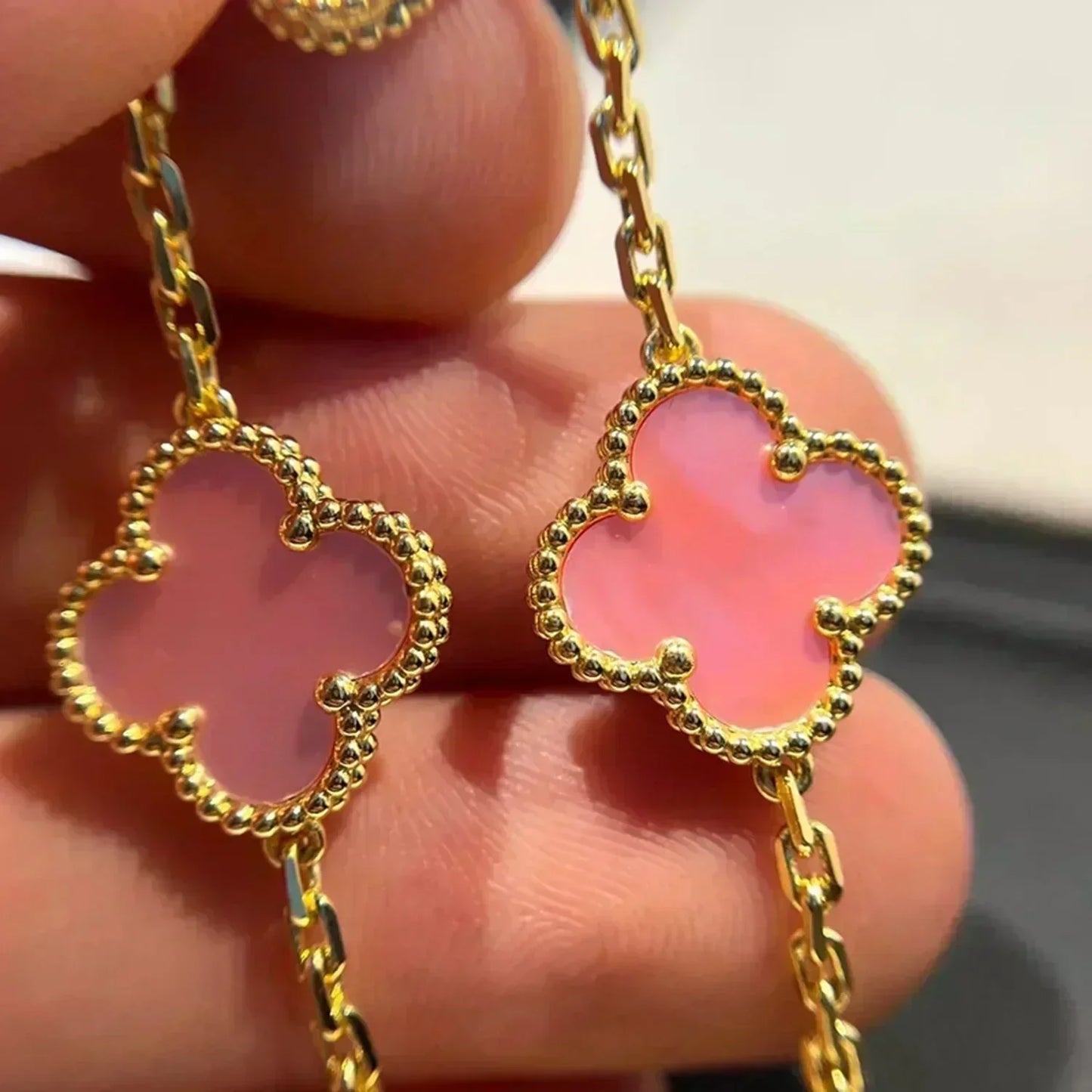 [Love Lucky]CLOVER 5 PINK MOP BRACELET