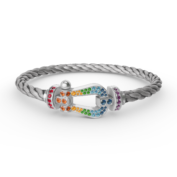 [Love Lucky]FORC LARGE HORSESHOE  COLORED DIAMOND BRACELET SILVER