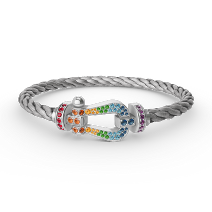 [Love Lucky]FORC LARGE HORSESHOE  COLORED DIAMOND BRACELET SILVER