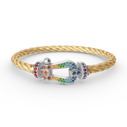 [Love Lucky]FORC LARGE HORSESHOE  COLORED DIAMOND BRACELET SILVER