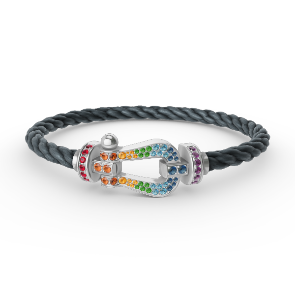 [Love Lucky]FORC LARGE HORSESHOE  COLORED DIAMOND BRACELET SILVER