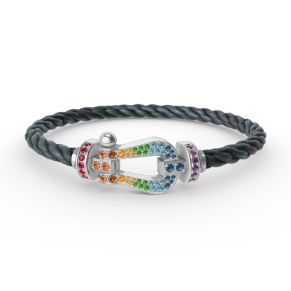 [Love Lucky]FORC LARGE HORSESHOE  COLORED DIAMOND BRACELET SILVER