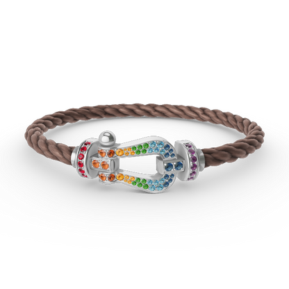 [Love Lucky]FORC LARGE HORSESHOE  COLORED DIAMOND BRACELET SILVER
