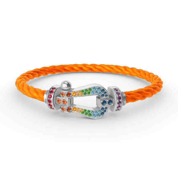 [Love Lucky]FORC LARGE HORSESHOE  COLORED DIAMOND BRACELET SILVER