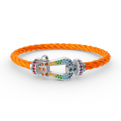 [Love Lucky]FORC LARGE HORSESHOE  COLORED DIAMOND BRACELET SILVER