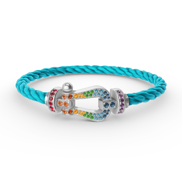 [Love Lucky]FORC LARGE HORSESHOE  COLORED DIAMOND BRACELET SILVER