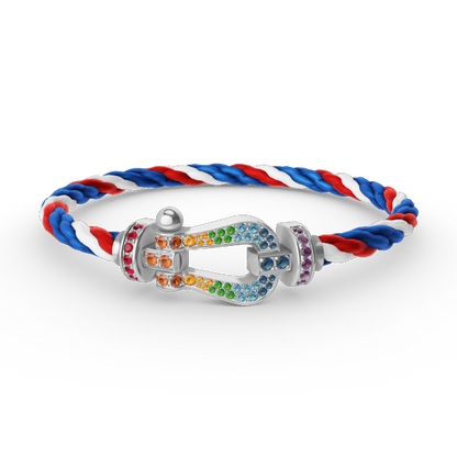 [Love Lucky]FORC LARGE HORSESHOE  COLORED DIAMOND BRACELET SILVER
