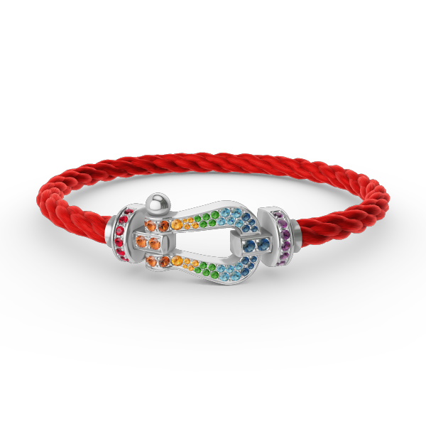[Love Lucky]FORC LARGE HORSESHOE  COLORED DIAMOND BRACELET SILVER