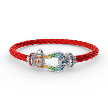 [Love Lucky]FORC LARGE HORSESHOE  COLORED DIAMOND BRACELET SILVER