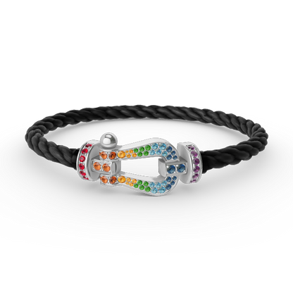 [Love Lucky]FORC LARGE HORSESHOE  COLORED DIAMOND BRACELET SILVER