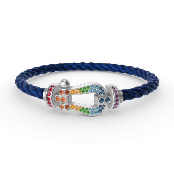 [Love Lucky]FORC LARGE HORSESHOE  COLORED DIAMOND BRACELET SILVER