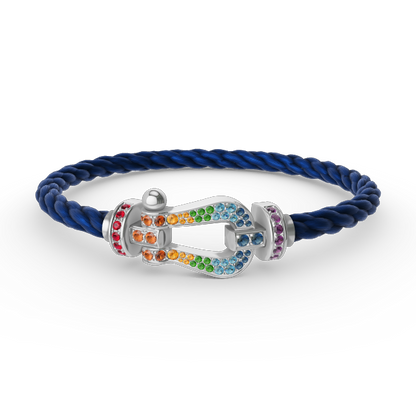 [Love Lucky]FORC LARGE HORSESHOE  COLORED DIAMOND BRACELET SILVER