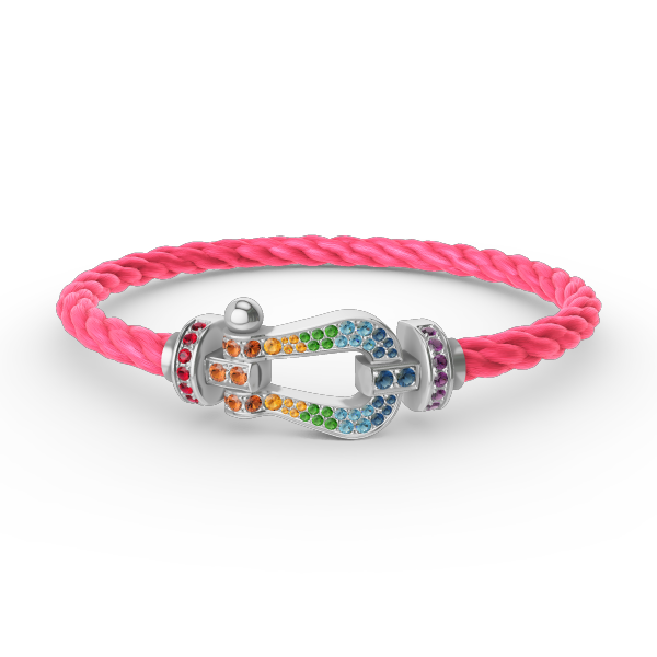 [Love Lucky]FORC LARGE HORSESHOE  COLORED DIAMOND BRACELET SILVER