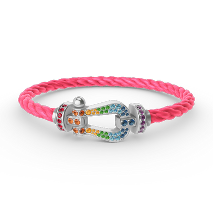 [Love Lucky]FORC LARGE HORSESHOE  COLORED DIAMOND BRACELET SILVER