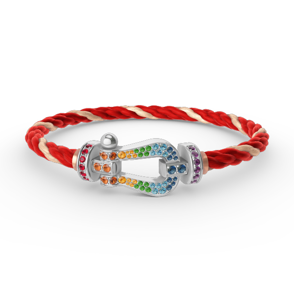 [Love Lucky]FORC LARGE HORSESHOE  COLORED DIAMOND BRACELET SILVER
