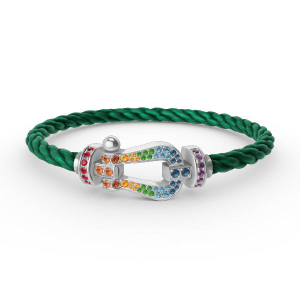 [Love Lucky]FORC LARGE HORSESHOE  COLORED DIAMOND BRACELET SILVER