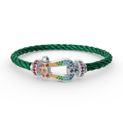 [Love Lucky]FORC LARGE HORSESHOE  COLORED DIAMOND BRACELET SILVER