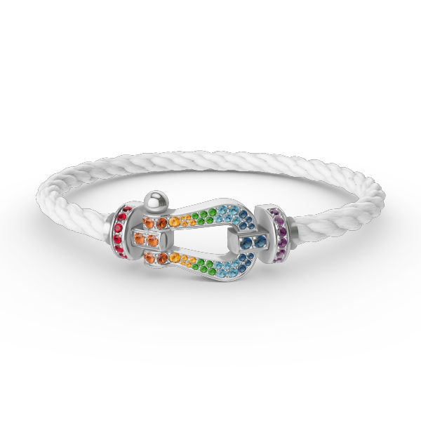 [Love Lucky]FORC LARGE HORSESHOE  COLORED DIAMOND BRACELET SILVER
